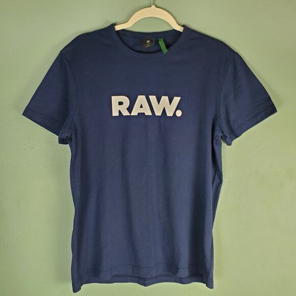 G Star Raw Blue Holorn Short Sleeve Tee Shirt Size Medium - Picture 1 of 9